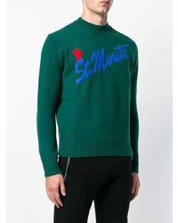 Мужской зеленый свитер с круглым вырезом с принтом от Moncler
