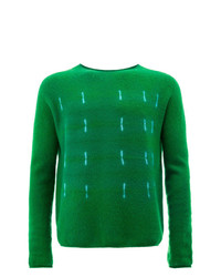 Мужской зеленый свитер с круглым вырезом с принтом от Suzusan