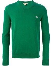 Мужской зеленый свитер с круглым вырезом от Burberry