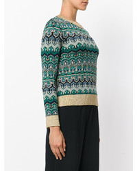 Женский зеленый свитер с круглым вырезом от Alberta Ferretti