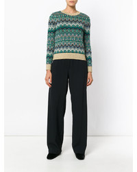 Женский зеленый свитер с круглым вырезом от Alberta Ferretti