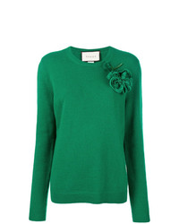 Женский зеленый свитер с круглым вырезом от Gucci