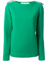 Женский зеленый свитер с круглым вырезом от Marni