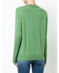Женский зеленый свитер с круглым вырезом от Alexandra Golovanoff