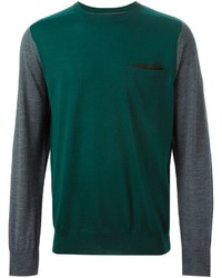 Мужской зеленый свитер с круглым вырезом от Sacai