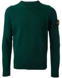 Мужской зеленый свитер с круглым вырезом от Stone Island