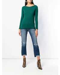 Женский зеленый свитер с круглым вырезом от Lamberto Losani