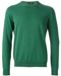 Мужской зеленый свитер с круглым вырезом от Zanone