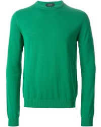 Мужской зеленый свитер с круглым вырезом от Zanone