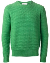 Мужской зеленый свитер с круглым вырезом