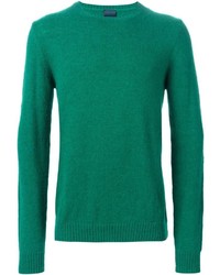Мужской зеленый свитер с круглым вырезом