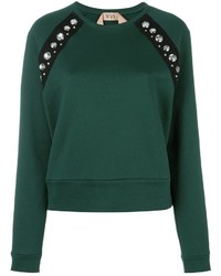 Женский зеленый свитер с украшением от No.21