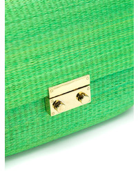 Зеленый соломенный клатч от Serpui