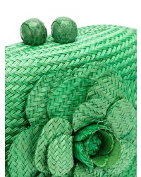 Зеленый соломенный клатч от Serpui