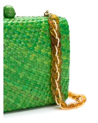 Зеленый соломенный клатч от Serpui
