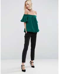 Зеленый топ с открытыми плечами от Asos