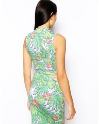 Зеленый укороченный топ с принтом от Asos