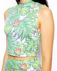 Зеленый укороченный топ с принтом от Asos