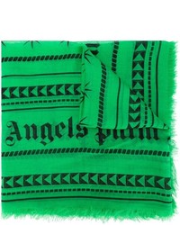 Мужской зеленый шарф с геометрическим рисунком от Palm Angels