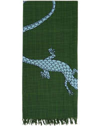 Зеленый шарф с принтом