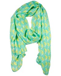 Зеленый шарф с принтом