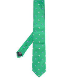 Зеленый шелковый галстук с вышивкой