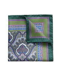 Зеленый шелковый нагрудный платок с "огурцами"