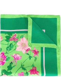 Зеленый шелковый нагрудный платок с принтом от Kiton