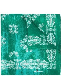 Зеленый шелковый нагрудный платок с принтом от Kiton