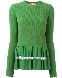 Зеленый шелковый свитер