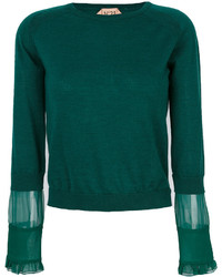 Женский зеленый шелковый свитер с круглым вырезом от No.21