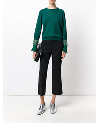 Женский зеленый шелковый свитер с круглым вырезом от No.21