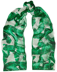Женский зеленый шелковый шарф с принтом от Dolce & Gabbana