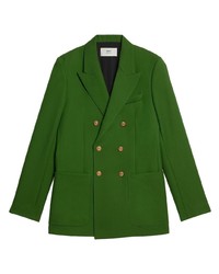 Зеленый шерстяной двубортный пиджак