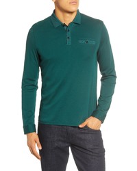 Зеленый шерстяной свитер с воротником поло