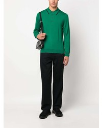 Мужской зеленый шерстяной свитер с воротником поло с вышивкой от PS Paul Smith