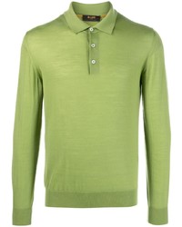 Мужской зеленый шерстяной свитер с воротником поло от Moorer