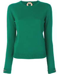 Зеленый шерстяной свитер с украшением
