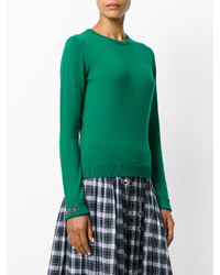 Женский зеленый шерстяной свитер с украшением от No.21