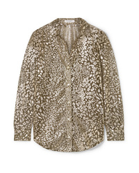 Золотая блуза на пуговицах с леопардовым принтом
