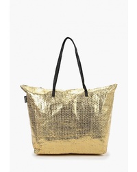 Золотая большая сумка из плотной ткани от Fashy