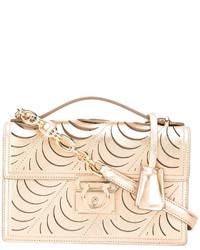 Женская золотая замшевая сумка от Salvatore Ferragamo