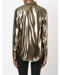 Женская золотая классическая рубашка от Saint Laurent