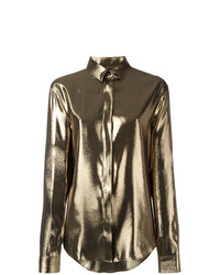 Женская золотая классическая рубашка от Saint Laurent