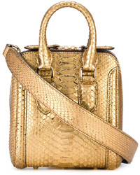 Золотая кожаная большая сумка от Alexander McQueen