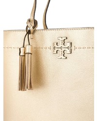Золотая кожаная большая сумка от Tory Burch