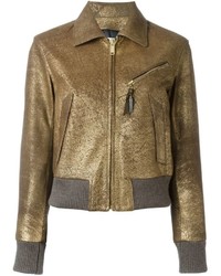 Женская золотая кожаная куртка от Golden Goose Deluxe Brand
