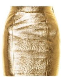Золотая кожаная мини-юбка