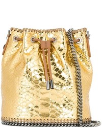 Золотая кожаная сумка-мешок