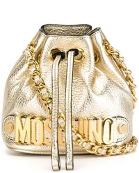 Золотая кожаная сумка-мешок от Moschino